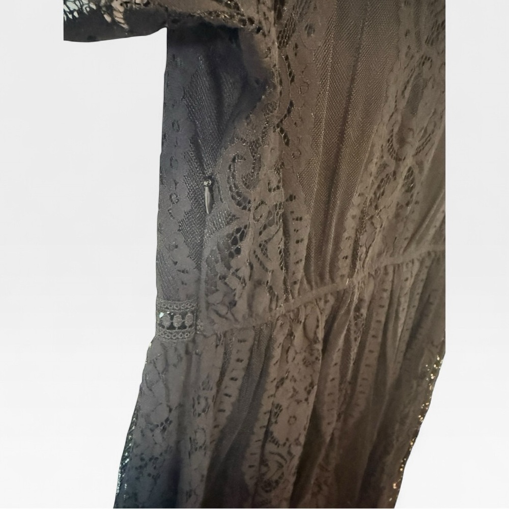 Merokeety Black Lace Fit & Flare Dress | Flutter Sleeve | Size M - Picture 7 of 10